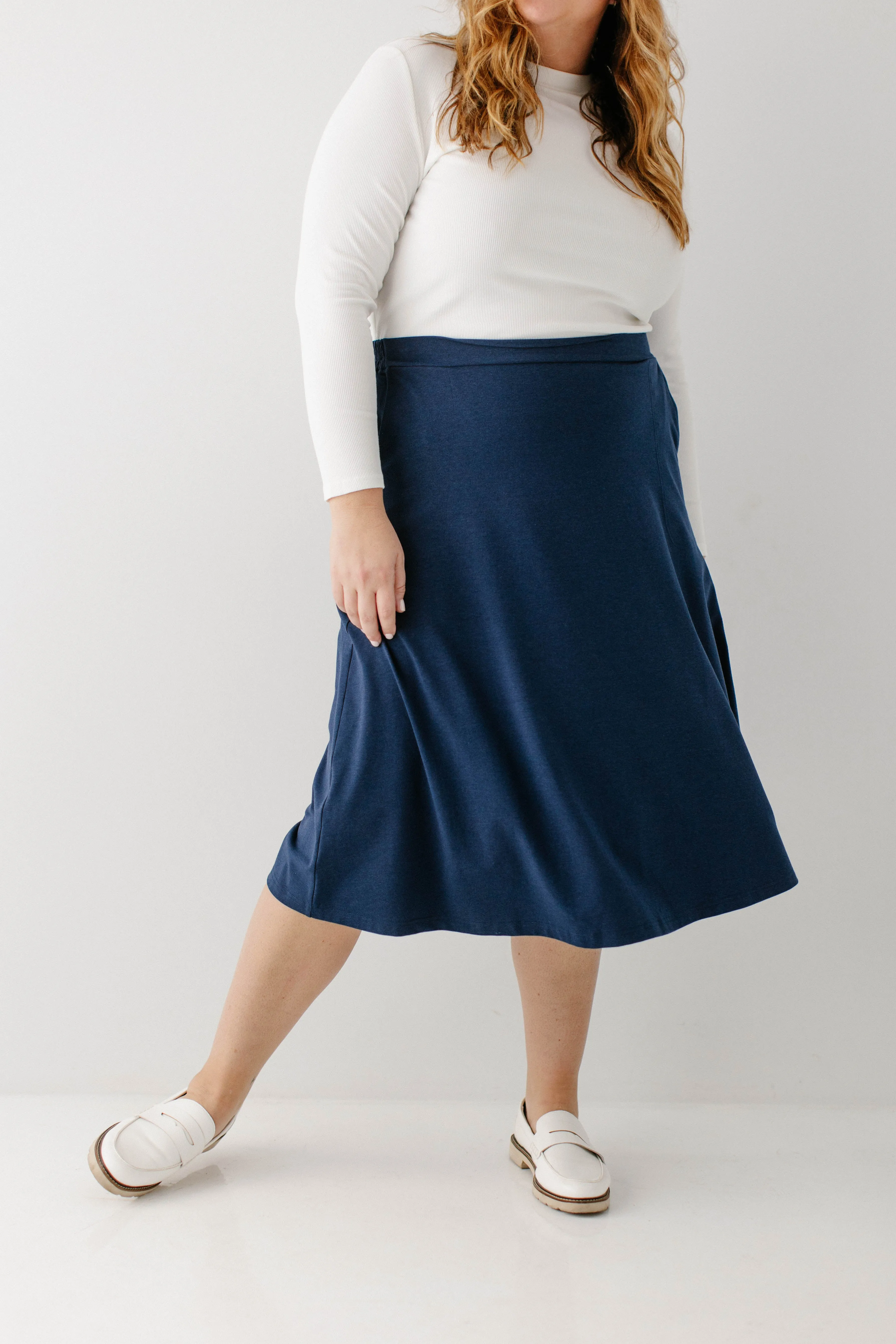 'Tori' Bamboo Cotton Blend Midi Skirt