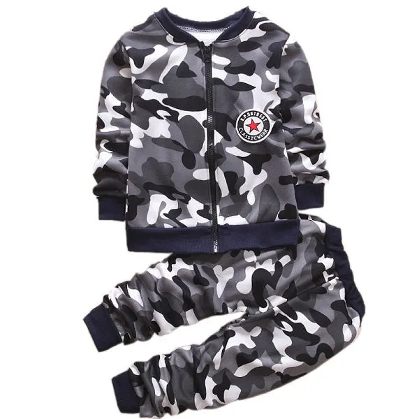 Winter Warm Suit Hot Camouflage Printed Cashmere Zipper Jacket Casual Pants Children's Sport