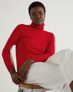 Women's Luna Turtle Neck Cashmere Sweater Riding Red