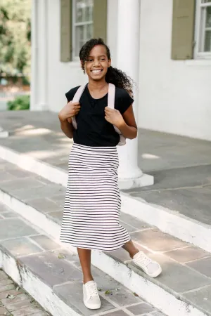 'Zoey' Girl Skort in Cream/Black Stripe FINAL SALE