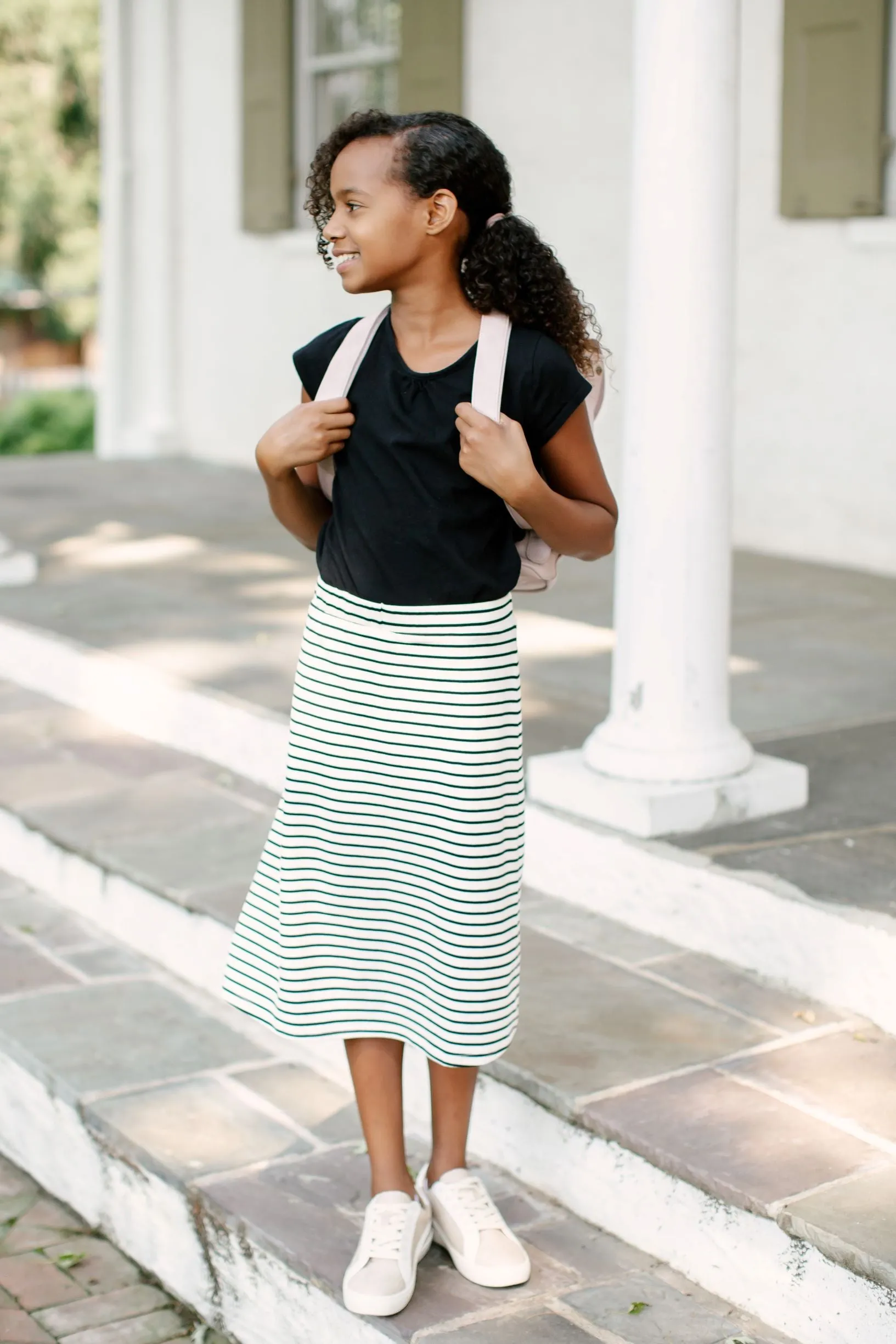 'Zoey' Girl Skort in Cream/Black Stripe FINAL SALE